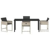 Garden Dining Set with Cushion 5 pcs Light Grey Poly Rattan 3380026