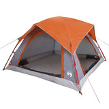 Camping Tent Cabin 4-Person Grey and Orange Waterproof 4009454