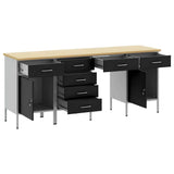Work Cabinet with Drawer 4 pcs Black Engineered Wood and Steel 3321382