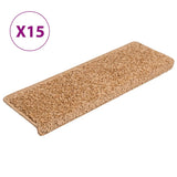 Stair Mats 15 pcs 65x21x4 cm Beige Rectangular Edge 134577