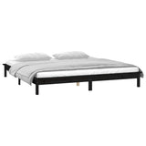 LED Bed Frame without Mattress Black 120x190 cm Small Double Solid Wood 820645