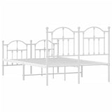 Metal Bed Frame without Mattress with Footboard White 120x200cm 353504