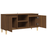 TV Cabinet with Solid Wood Legs Brown Oak 103.5x35x50 cm 813160