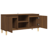 TV Cabinet with Solid Wood Legs Brown Oak 103.5x35x50 cm 813160