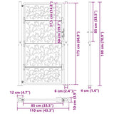 Garden Gate Black 100x175 cm Steel Leaf Design 4100962