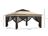 3 x 3 Pop Up Gazebo, Height Adjustable Instant Event Shelter with Netting and Carrying Bag, Beige T3398P314111