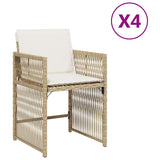 Garden Chairs with Cushions 4 pcs Beige Poly Rattan 365038