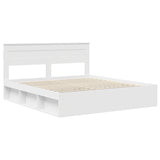 Bed Frame with Headboard White 200 x 200 cm Solid Pine Wood 3409719
