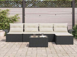 Outdoor Sofa with Cushion 6 pcs Black Poly Rattan 3345327