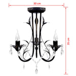 Art Nouveau Style Black Chandelier Crystal Beads 3xE14 Bulbs 241385