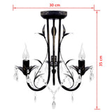 Art Nouveau Style Black Chandelier Crystal Beads 3xE14 Bulbs 241385