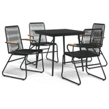 5 Piece Garden Dining Set Black PVC Rattan 3060268