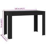 ZNTS Dining Table Black 120x60x76 cm Engineered Wood 800433