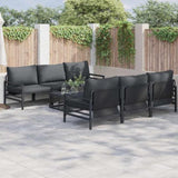 Garden Sofa Set with Cushion 7 pcs Black Steel 3378956
