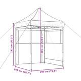 ZNTS Foldable Party Tent Pop-Up with 2 Sidewalls Burgundy 4004995