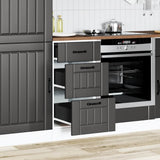 Kitchen Base Cabinet "Lucca" Black Engineered Wood 854231