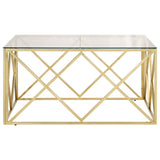 Coffee Table Gold Stainless Steel and Tempered Glass 349978