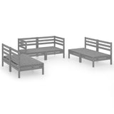 6 Piece Garden Lounge Set Grey Solid Pinewood 3082554