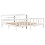 Bed Frame without Mattress White 200x200 cm Solid Wood Pine 3306589