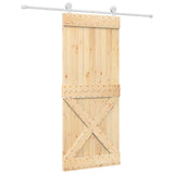 Sliding Door Natural and White 85 x 210 cm Solid Pine Wood 3445040