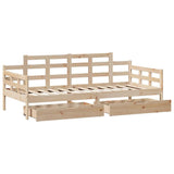 Daybed with Drawers without Mattress 90x190 cm Single Solid Wood 3302124