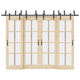 Sliding Door Hardware Kit 305 cm Steel Black 3295739