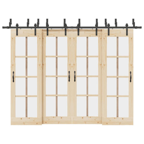 Sliding Door Hardware Kit 305 cm Steel Black 3295739