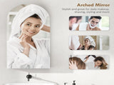 Arched Bathroom Mirror Cabinet with Adjustable Glass Shelves - Black T3398P423545
