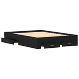 Bed Frame with Drawer Black Oak 140 x 200 cm Engineered Wood 3333968