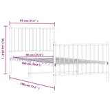 Metal Bed Frame without Mattress with Footboard Black 90x190cm 350874