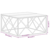 Coffee Table Silver Stainless Steel and Solid Sleeper Wood 349981