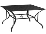 94 x 94 cm Garden Table with Parasol Hole, Outdoor Dining Garden Table for Four with Slatted Metal T3398P317541