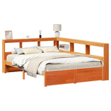 Bookcase Bed 2 pcs Wax Brown 200 x 150 cm Solid Pine Wood 3422723