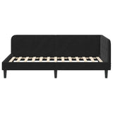 Corner Bed Frame with Headboard Black 90 x 200 cm Velvet 42016611