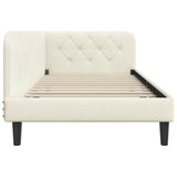Corner Bed Frame with Headboard Cream 90 x 200 cm Velvet 42016613