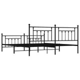 Bed Frame Black Steel Double Bed Frame Rectangular Industrial 353561
