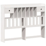 ZNTS Bookcase Bed without Mattress White 150x200 cm King Solid Wood Pine 3322799