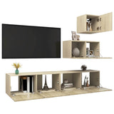 4 Piece TV Cabinet Set Sonoma Oak Engineered Wood 3079050