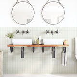 Basin Shelf Wall Mounted Steel and Solid Wood Acacia 3302751