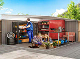 11.3 x 9.2ft Lean to Metal Garden Shed, Outdoor Galvanised Tool Storage House with Double Sliding T3398P320203