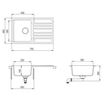 ZNTS Granite Kitchen Sink Single Basin with Drainer Reversible Grey 141670