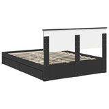 Storage Bed with Headboard Black 140 x 190 cm Engineered Wood 3408453