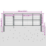 Garden Gate with Posts Steel 350x100 cm Anthracite 144399