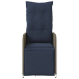 Reclining Garden Chairs 2 pcs with Table Grey Poly Rattan 365709