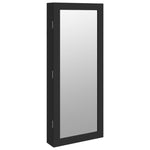 Mirror Jewellery Cabinet with LED Lights Wall Mounted Black 353233