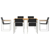Garden Dining Set 7 pcs Solid Teak Wood and Stainless Steel 3334832