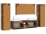 Bathroom Furniture Set 6 pcs Old Wood Engineered Wood and Glass 3407237