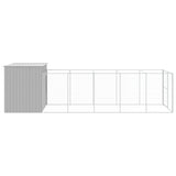 Dog House with Run Light Grey 214x661x181 cm Galvanised Steel 3189127