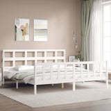 Bed Frame without Mattress White Super King Size Solid Wood Pine 3193027