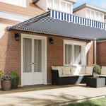 Retractable Awning Manual Blue and White 500x300 cm Fabric 3331197